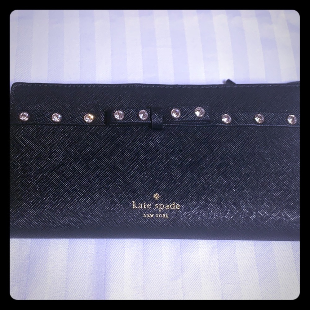 NWT Kate Spade Laurel Way jeweled black wallet